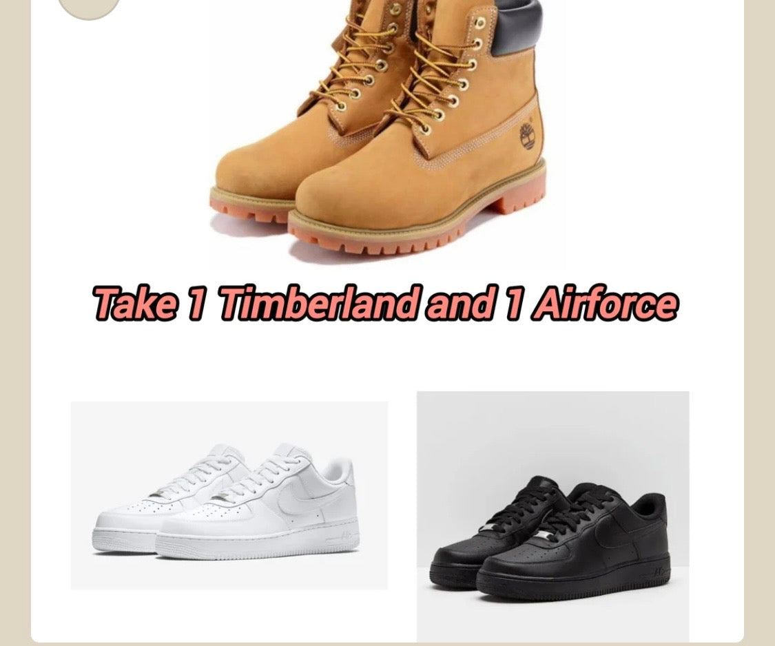 Timberland brown & airforce 1 combo deal