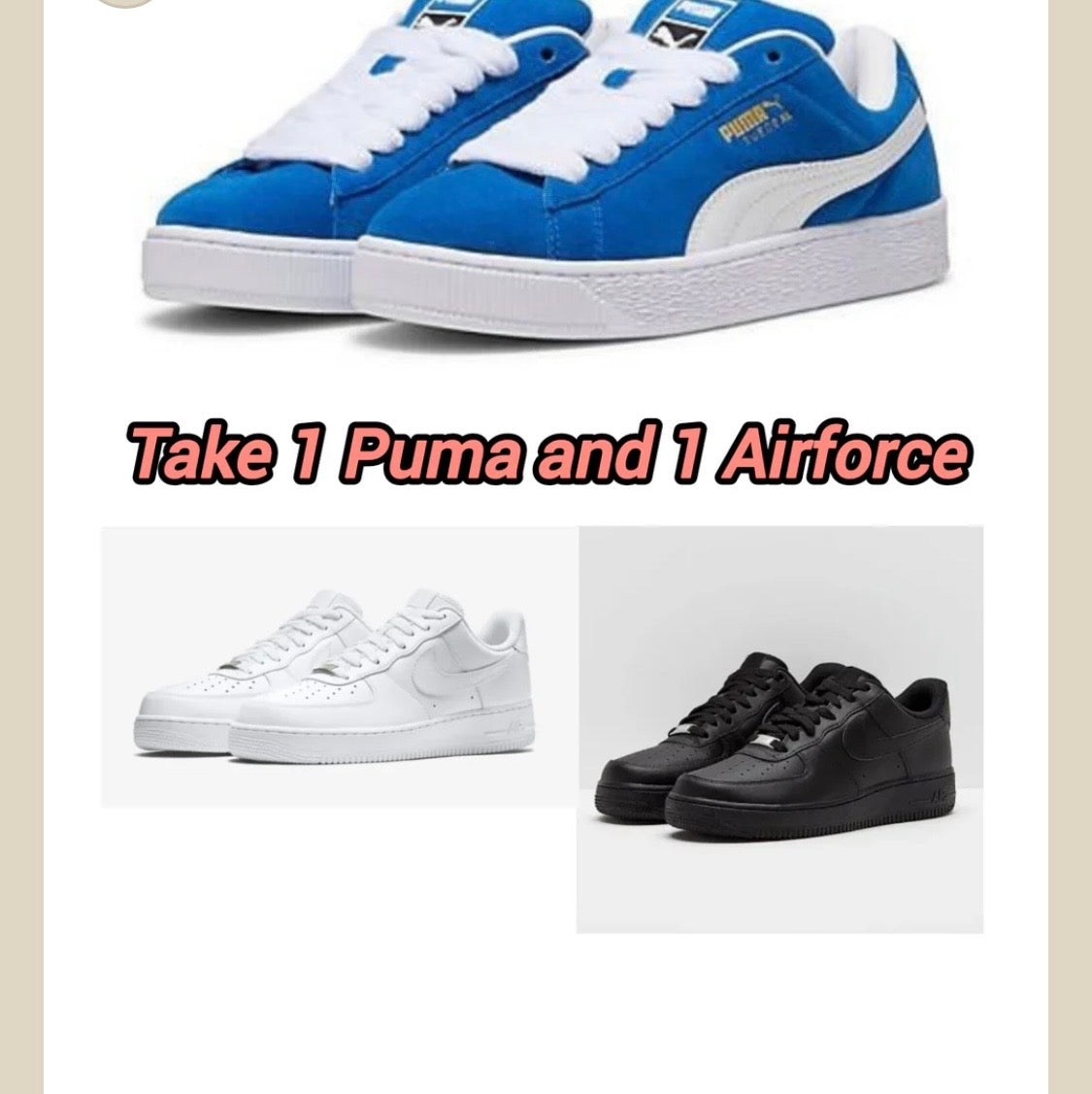 Puma suede blue XL & Nike airforce 1 combo Deal